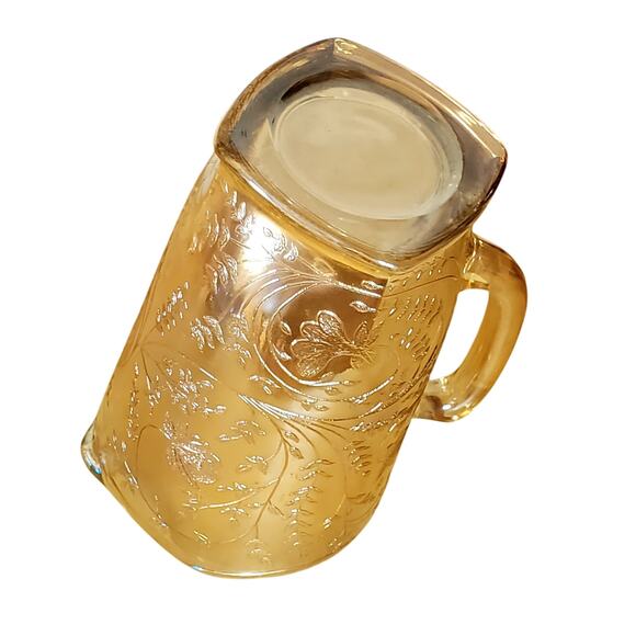 Vintage Jeanette Carnival Glass Pitcher Floragold Louisa 8.5" Iridescent - Picture 10 of 11